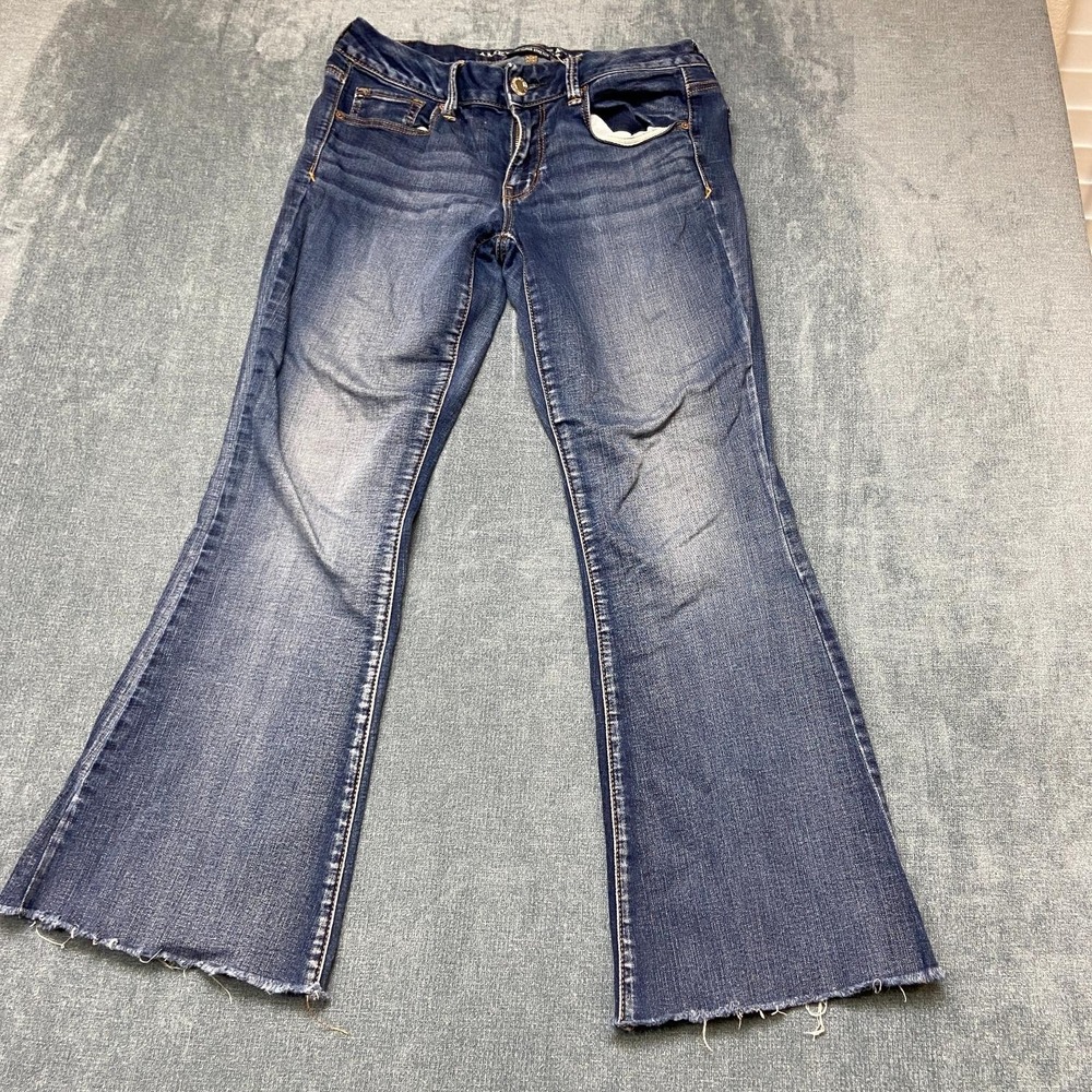 American Eagle Outfitters Jeans Womens 8 31x26.5 Blue Denim Stretch Frayed Hem